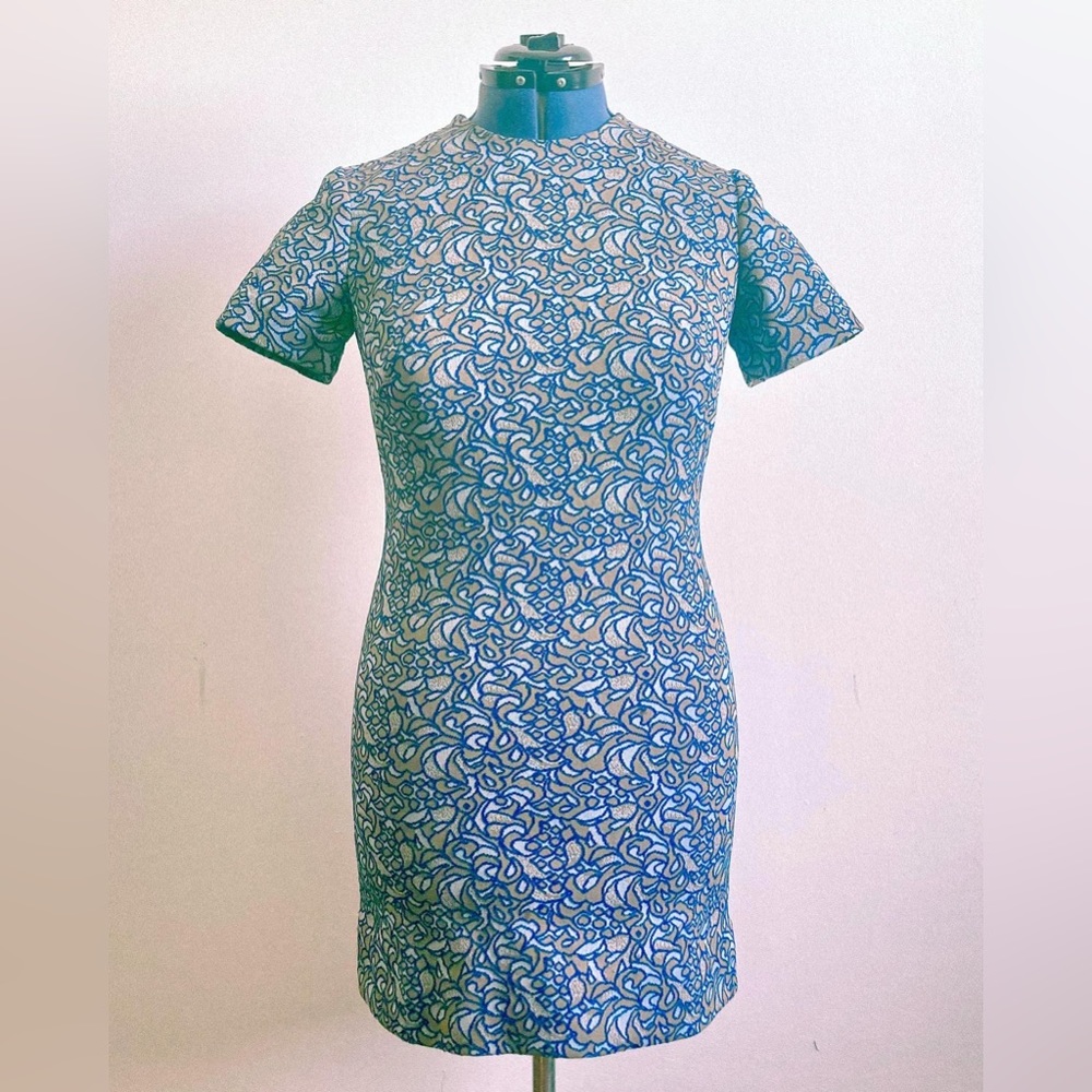 Vintage Blue and Cream Floral Dress